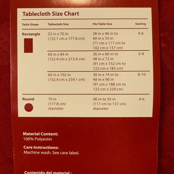 Holiday Time Red Fabric Tablecloth 70 inch diameter Round Holiday Polyester NEW - Picture 3 of 7